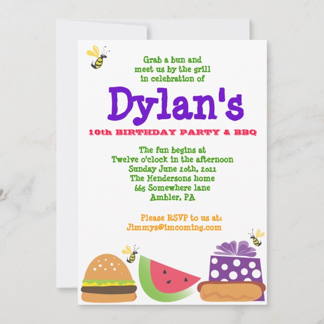 Invitación a la fiesta de cumpleaños Bumble Bee Pa (Anverso)