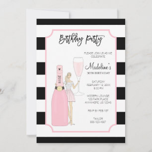 Invitación a la fiesta de cumpleaños - Chica de mo