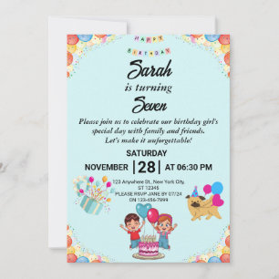 Invitación a la fiesta de cumpleaños colorida del 