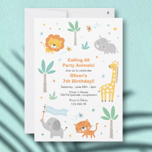 Invitación a la fiesta de cumpleaños con animales