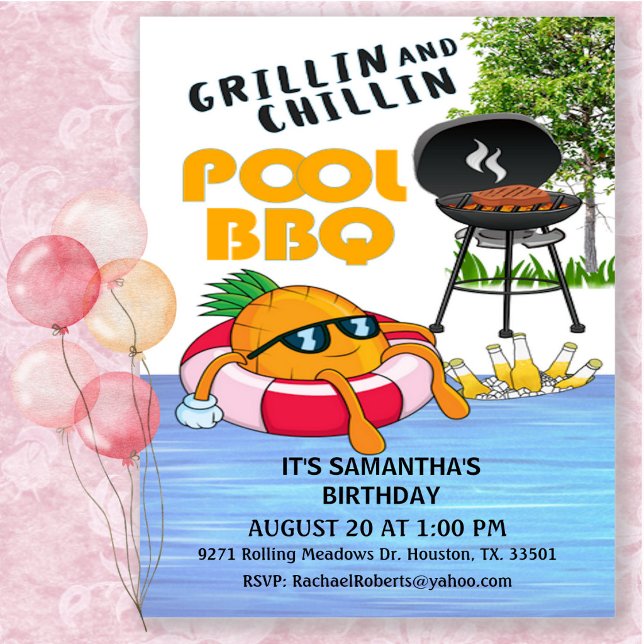 Invitación a la fiesta de cumpleaños con barbacoa  (Subido por el creador)