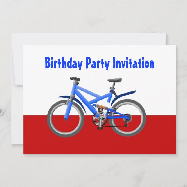 Invitación a la fiesta de cumpleaños con bicicleta (Anverso)