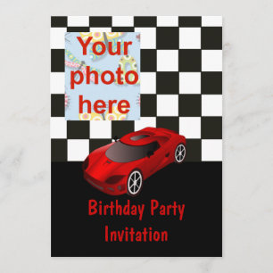 Invitación a la fiesta de cumpleaños con coche agr