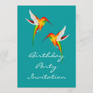 Invitación a la fiesta de cumpleaños con colibríes