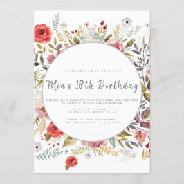 Invitación a la fiesta de cumpleaños con flores