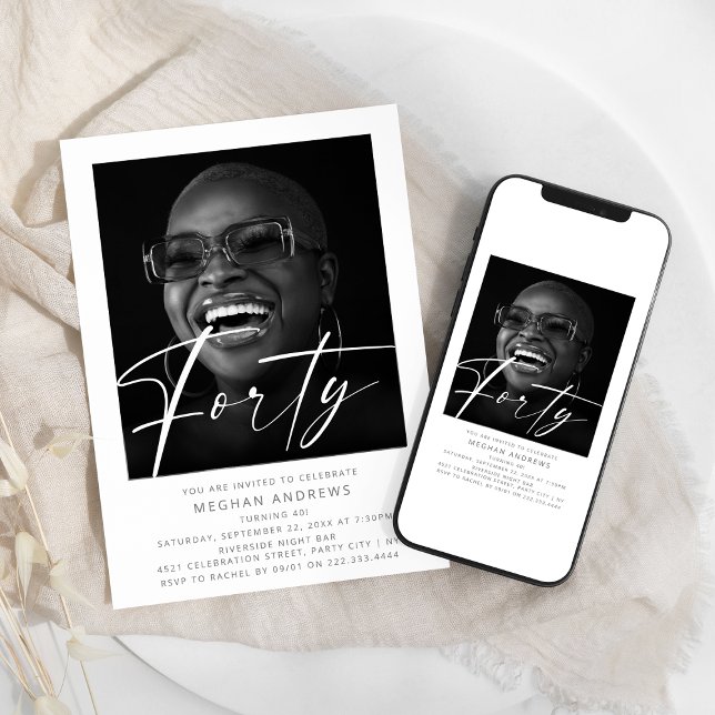 Invitación a la fiesta de cumpleaños con foto de M (Subido por el creador)