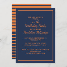 Invitación a la fiesta de cumpleaños con franjas a