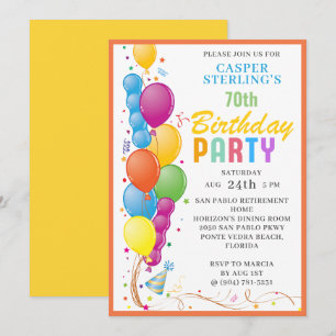Invitación a la fiesta de cumpleaños con globo fes