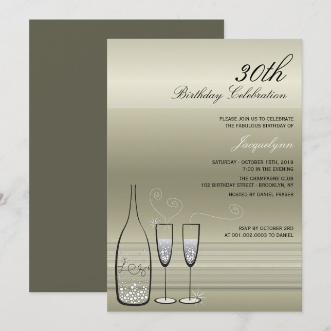 Invitación a la fiesta de cumpleaños con hito de c (Anverso / Reverso)