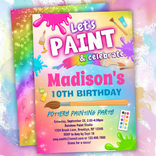 Invitación a la fiesta de cumpleaños con pintura d