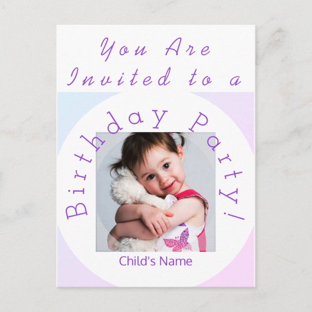 Invitación a la fiesta de cumpleaños con postal fo (Anverso)
