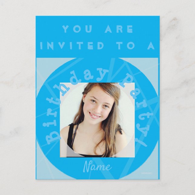 Invitación a la fiesta de cumpleaños con postal fo (Anverso)