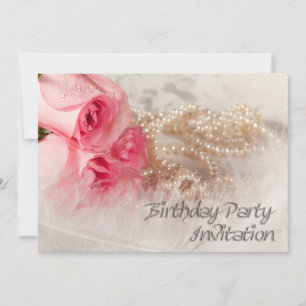 Invitación a la fiesta de cumpleaños con rosas y p