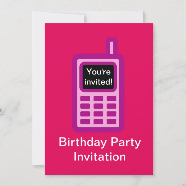 Invitación a la fiesta de cumpleaños con teléfono  (Anverso)