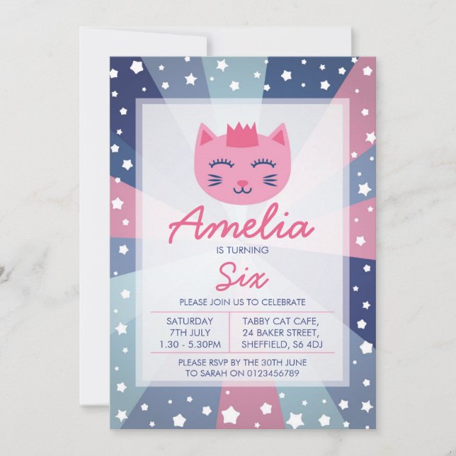 Invitación a la fiesta de cumpleaños con temática  (Anverso)