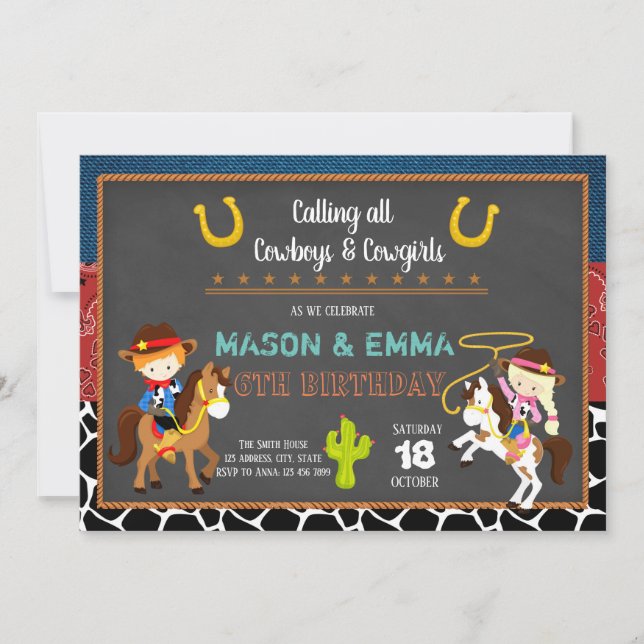 Invitación a la fiesta de cumpleaños conjunta de c (Anverso)