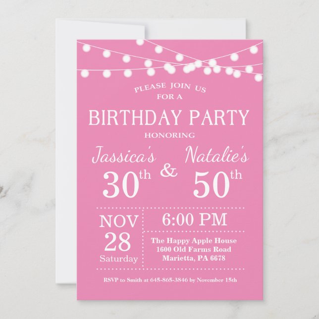 Invitación a la fiesta de cumpleaños conjunta para (Anverso)