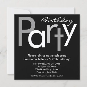 Invitación a la fiesta de cumpleaños cuadrada de t