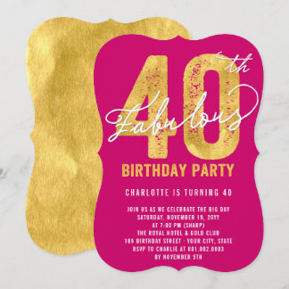 Invitación a la fiesta de cumpleaños cuarenta y fa