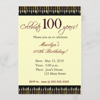 Invitación a la fiesta de cumpleaños de 100 años