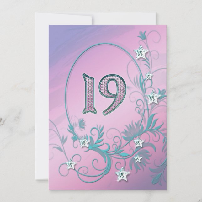 Invitación a la fiesta de cumpleaños de 19 años (Anverso)