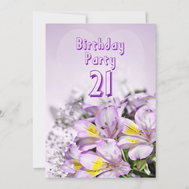 Invitación a la fiesta de cumpleaños de 21 años (Anverso)