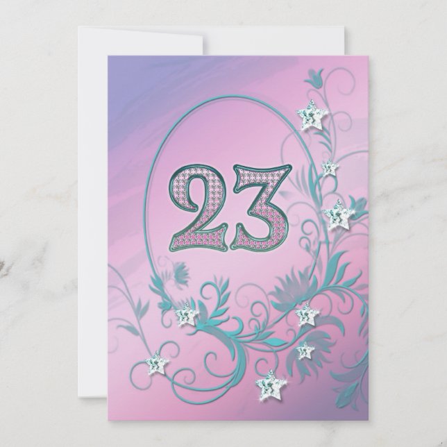 Invitación a la fiesta de cumpleaños de 23 años (Anverso)