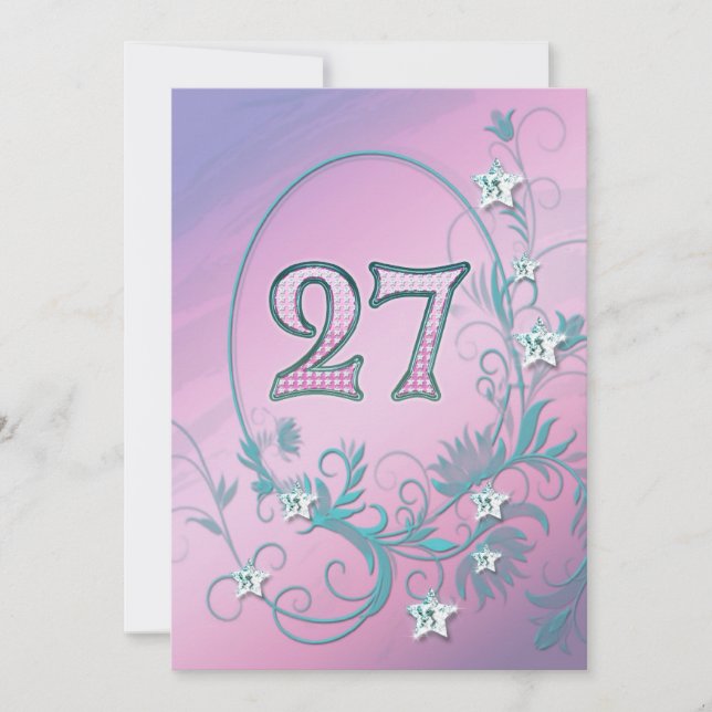 Invitación a la fiesta de cumpleaños de 27 años (Anverso)