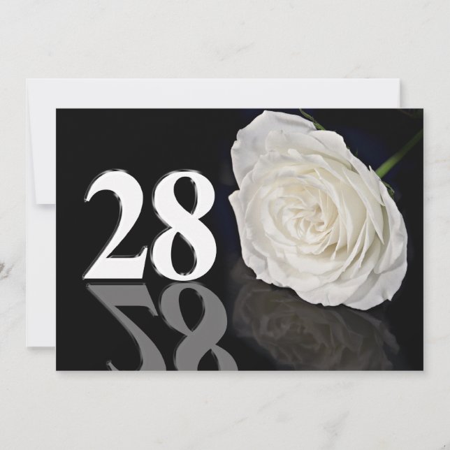 Invitación a la fiesta de cumpleaños de 28 años (Anverso)