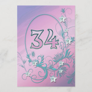 Invitación a la fiesta de cumpleaños de 34 años