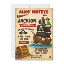 Invitación a la fiesta de cumpleaños de Ahoy Matey