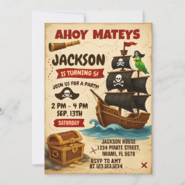 Invitación a la fiesta de cumpleaños de Ahoy Matey
