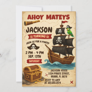 Invitación a la fiesta de cumpleaños de Ahoy Matey