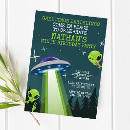 Invitación a la fiesta de cumpleaños de Alien UFO