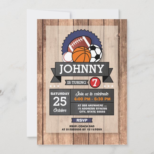 Invitación a la fiesta de cumpleaños de All Star S (Anverso)