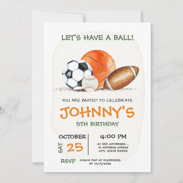 Invitación a la fiesta de cumpleaños de All Star S (Anverso)