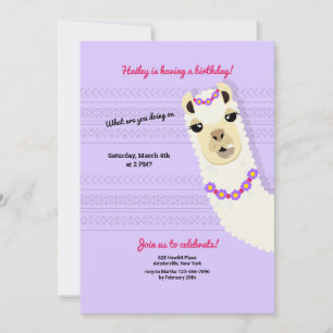 Invitación a la fiesta de cumpleaños de Alpaca