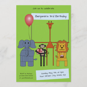 Invitación a la fiesta de cumpleaños de animales d