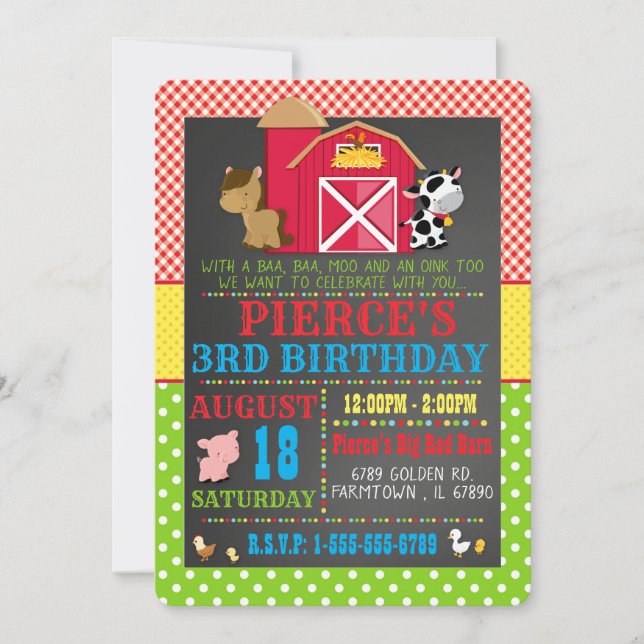 Invitación a la fiesta de cumpleaños de animales d (Anverso)