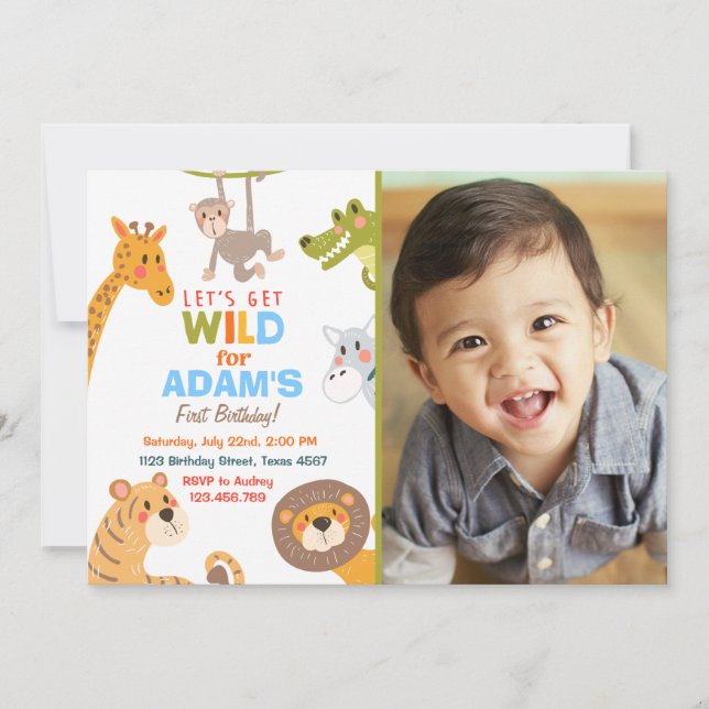 Invitación a la fiesta de cumpleaños de animales d (Anverso)