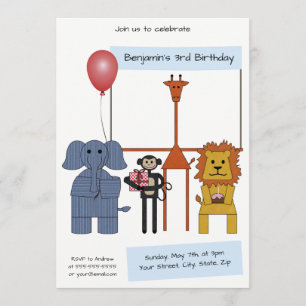 Invitación a la fiesta de cumpleaños de animales d