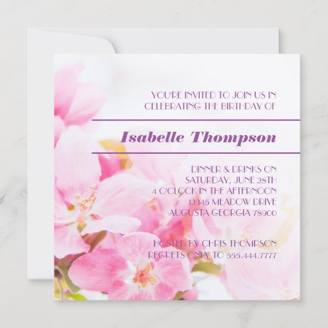 Invitación a la fiesta de cumpleaños de Apple Blos (Anverso)