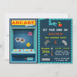 Invitación a la fiesta de cumpleaños de arcade de