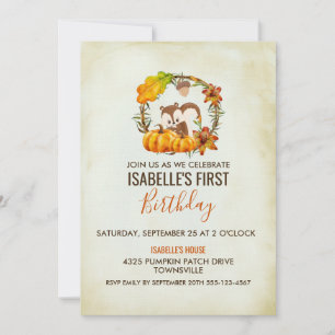 Invitación a la fiesta de cumpleaños de ardilla y