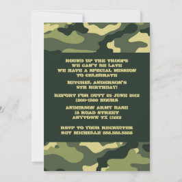 Invitación a la fiesta de cumpleaños de Army Camo 
