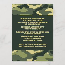 Invitación a la fiesta de cumpleaños de Army Camo 