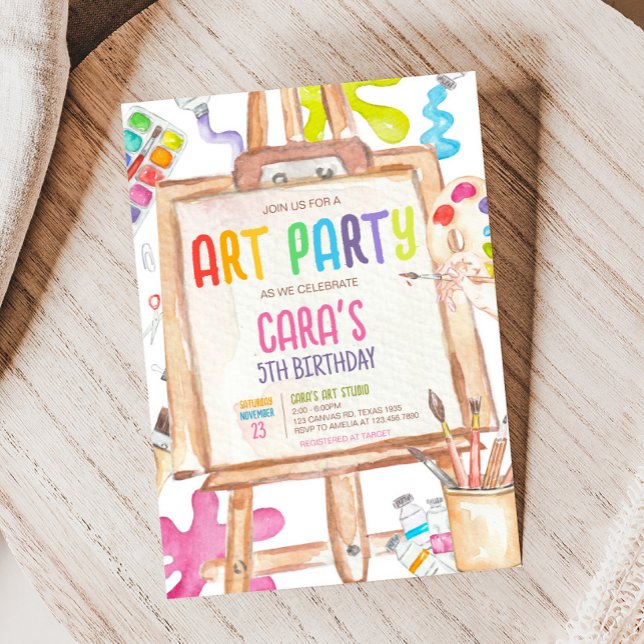 Invitación a la fiesta de cumpleaños de Art Painti (Painting Birthday Party Invitation)
