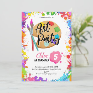 Invitación a la fiesta de cumpleaños de arte