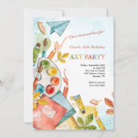 Invitación a la fiesta de cumpleaños de arte