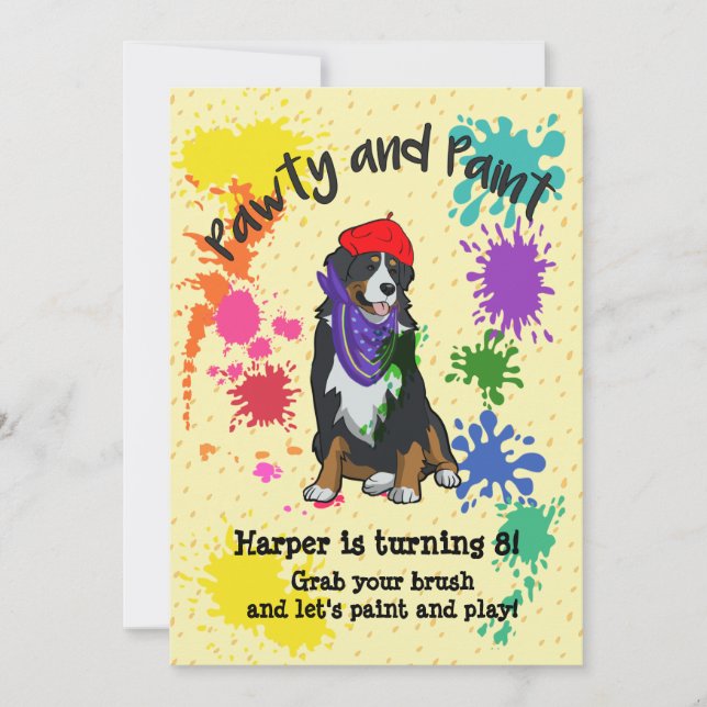 Invitación a la fiesta de cumpleaños de arte de pe (Anverso)